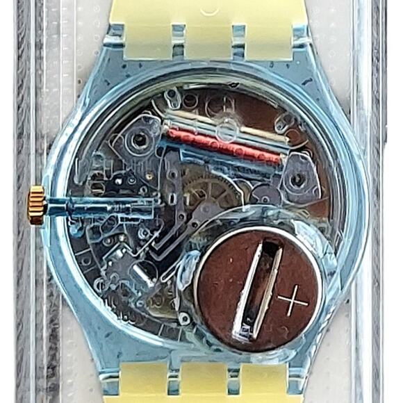 Swatch Watch Cathedral GN135 1994 Standard Gents Roman Numerals Transparent Blue - Picture 6 of 6